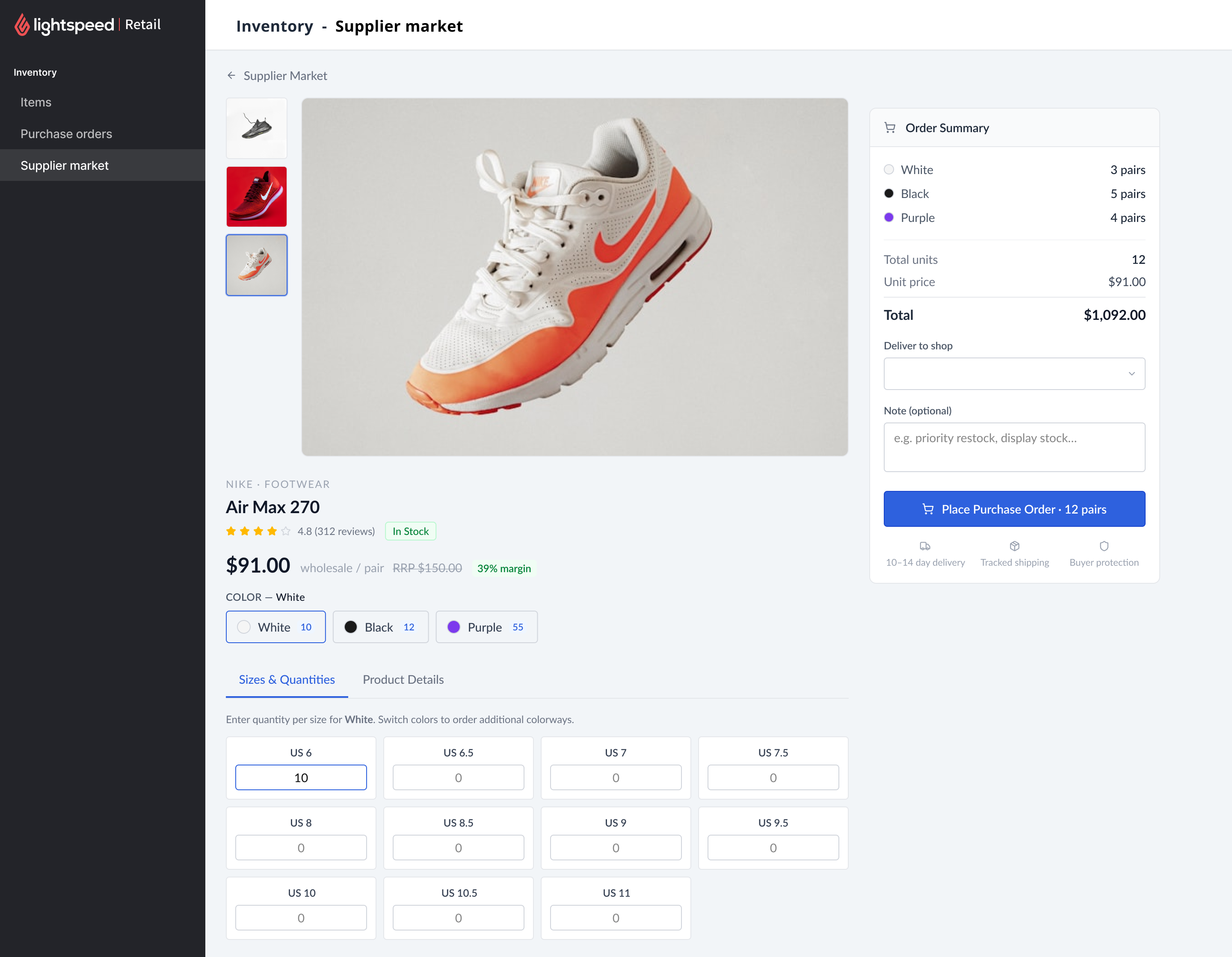 Product detail order mockup