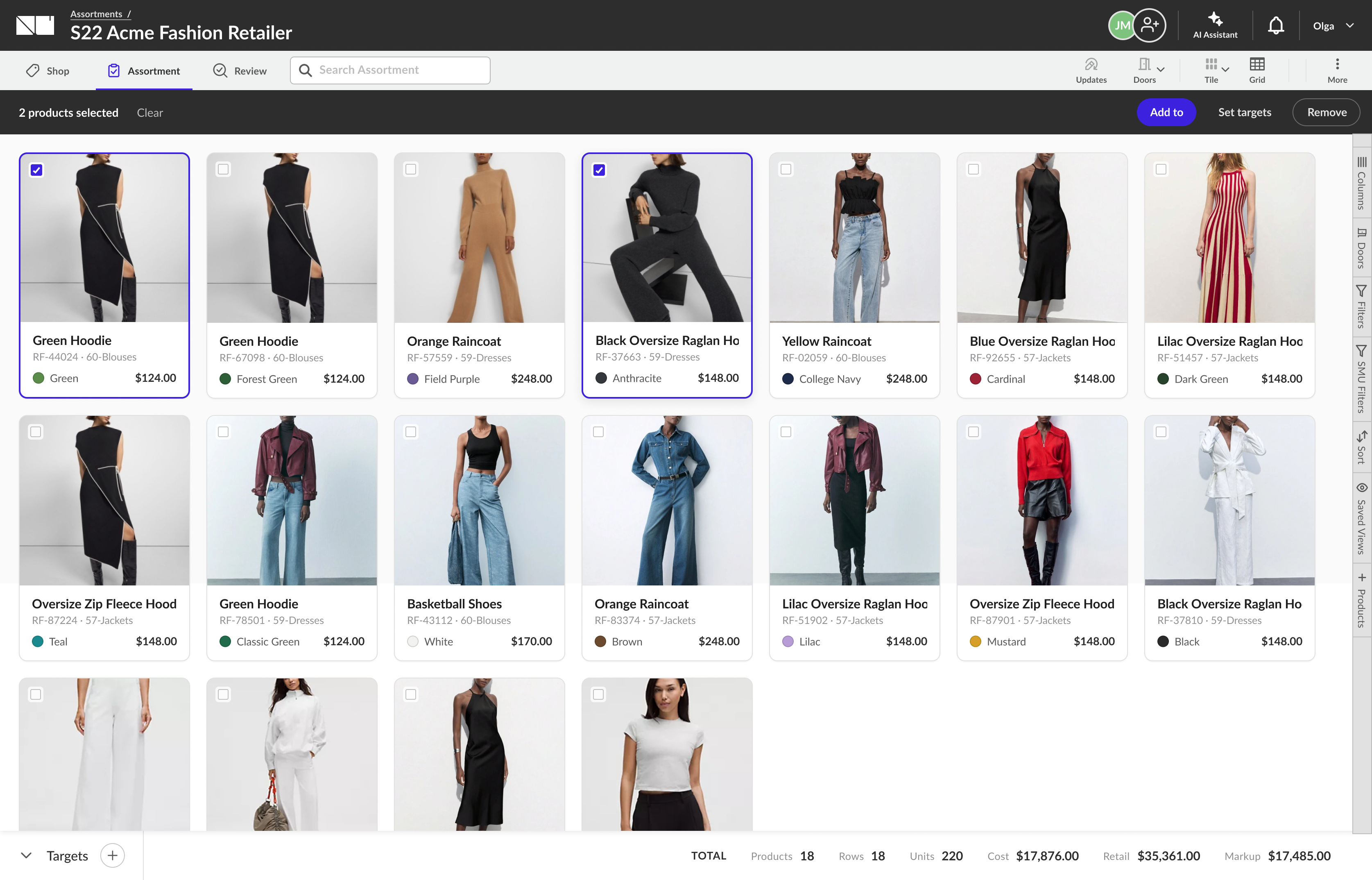 NuORDER Assortments tile view