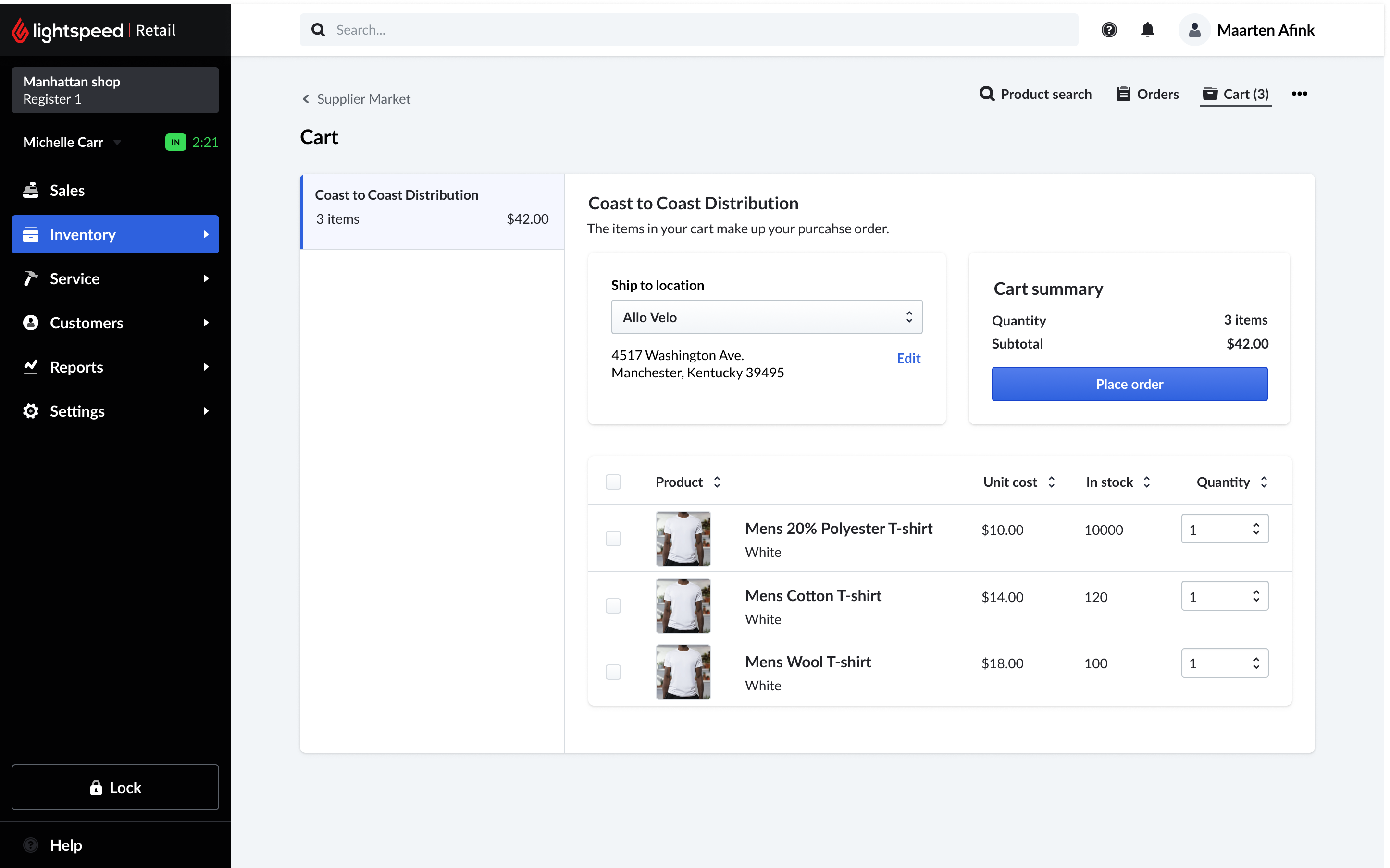 Supplier Market cart